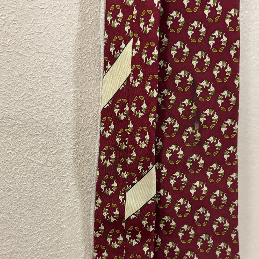 Salvatore Ferragamo Burgundy Geometric Men's Tie